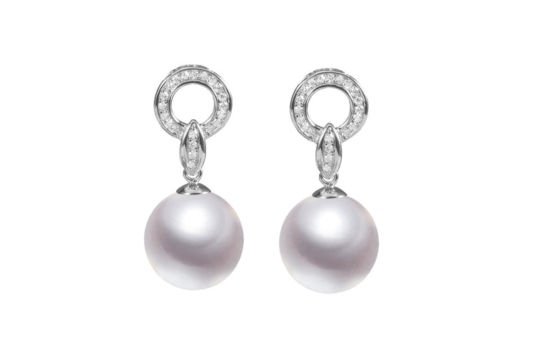 G18k Diamonds Modern & Pearl Earrings