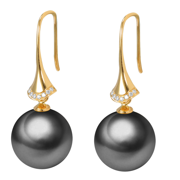 G18k Stiletto Diamonds Pearl Earrings