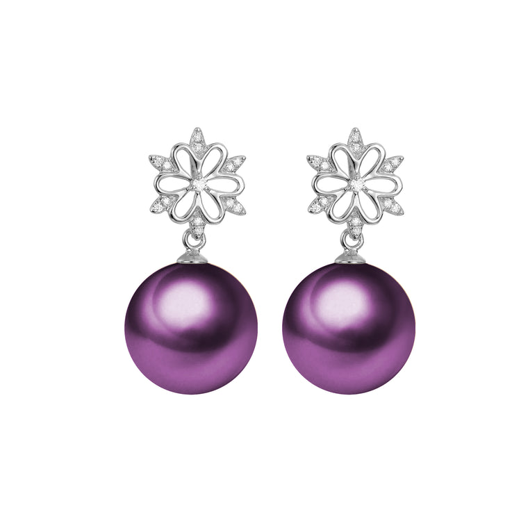G18k Snowflake Diamonds Pearl Earrings