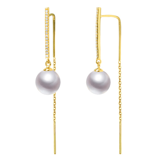 G18k Diamonds Edison Pearl Threader Earrings