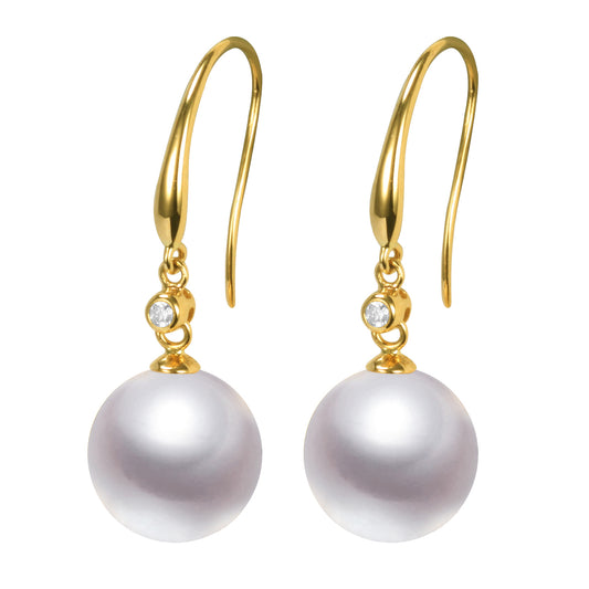 G18K Diamonds City Style Pearl Earrings