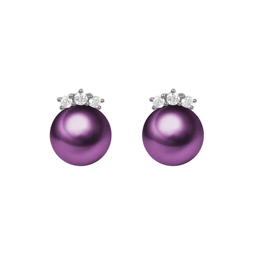 G18k Diamonds The Crowned Edison Pearl Studs Earrings