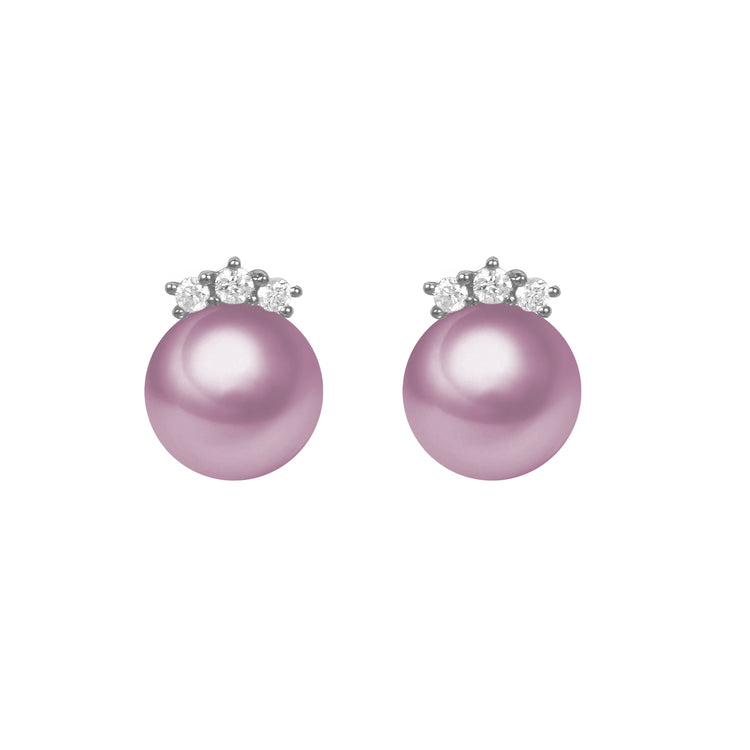 G18k Diamonds The Crowned Edison Pearl Studs Earrings