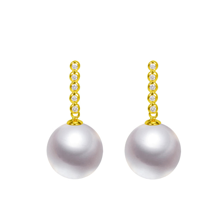 G18k The perfect Diamonds & Pearl Stud Earrings