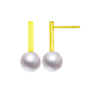 G18k Modern Micro Bar Pearl Studs Earrings