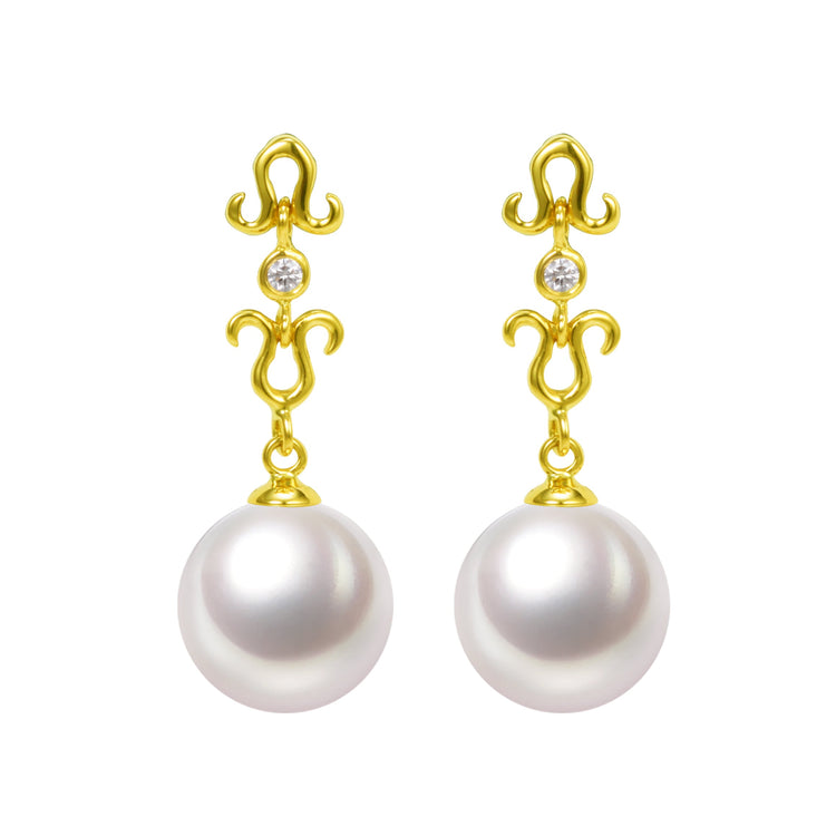 G18k Diamonds Le fleur Pearl Earrings