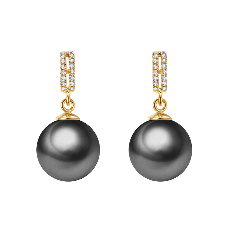 G18k Diamonds & Pearls Industrial Earrings