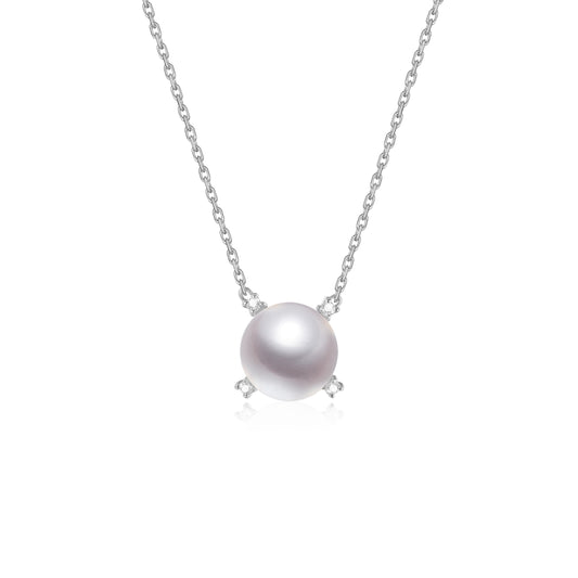 G18k Quadrant Diamonds Pearl Necklace