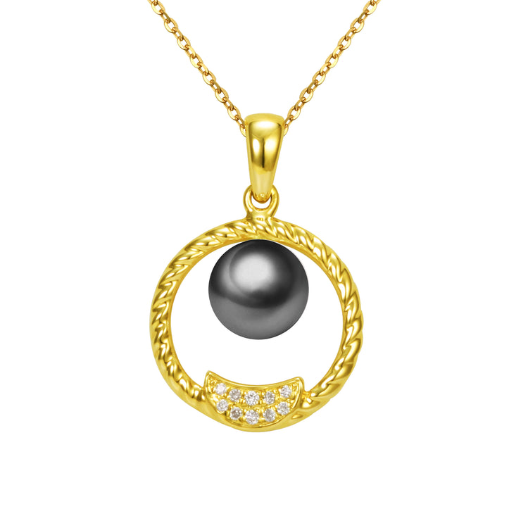 G18K Diamond & Pearl Circle Pendant
