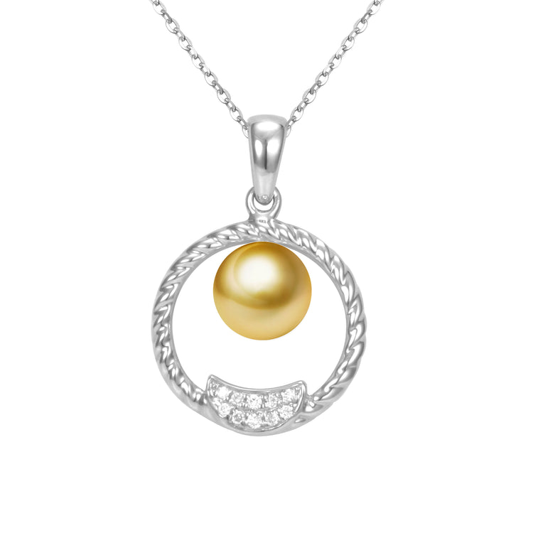 G18K Diamond & Pearl Circle Pendant