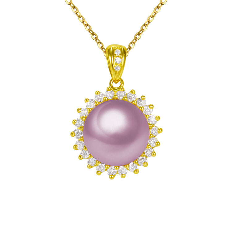 G18k Sunshine and Diamonds Pearl Pendant (Medium Size)