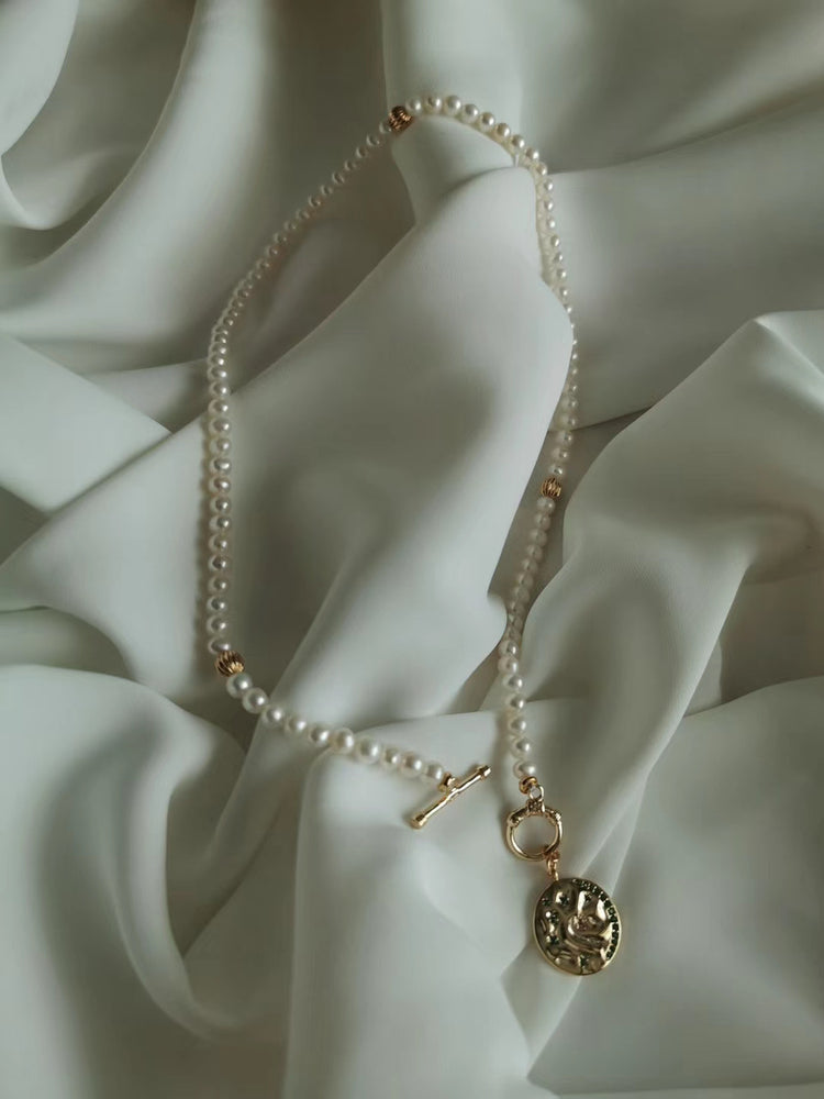 Golden Coin Pearl Necklace