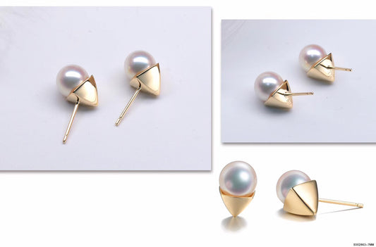 G14K Pyramide Pearl Earrings - Timeless Pearl
