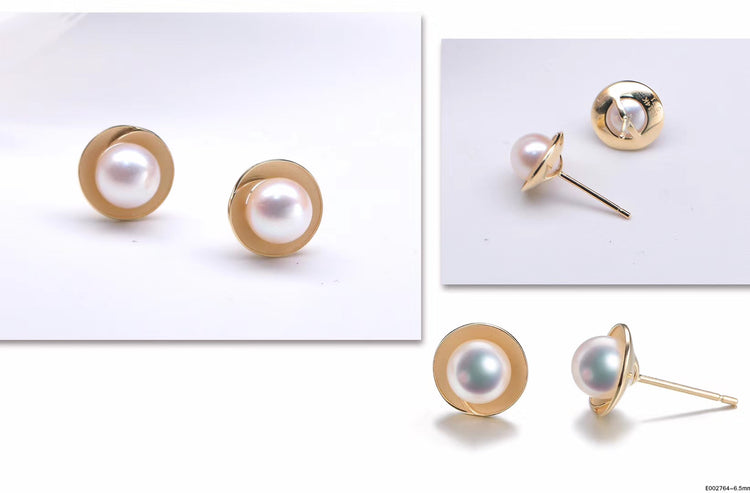 G18K Golden Circle Pearl Earrings - Timeless Pearl