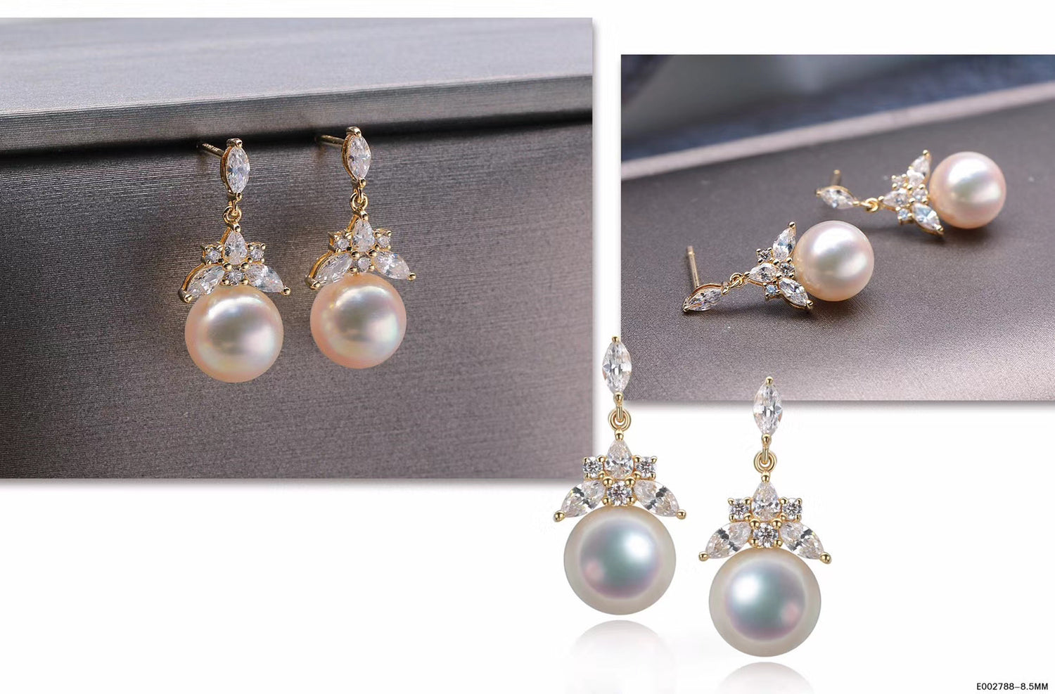G14K Frozen Triangle Edison Pearl Earrings - Timeless Pearl