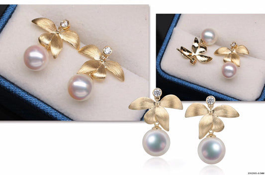 G14K Butterfly Orchid Edison Pearl Earrings - Timeless Pearl