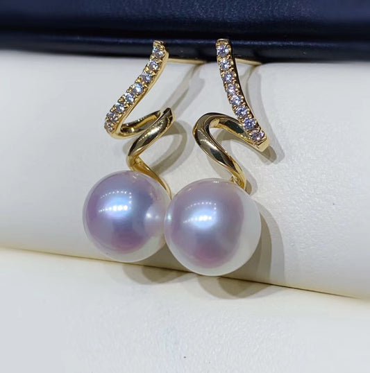 G14K Spiral Edison Pearl Earrings - Timeless Pearl