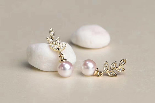 G18k Diamonds Love in Peace Freshwater Pearl Earrings