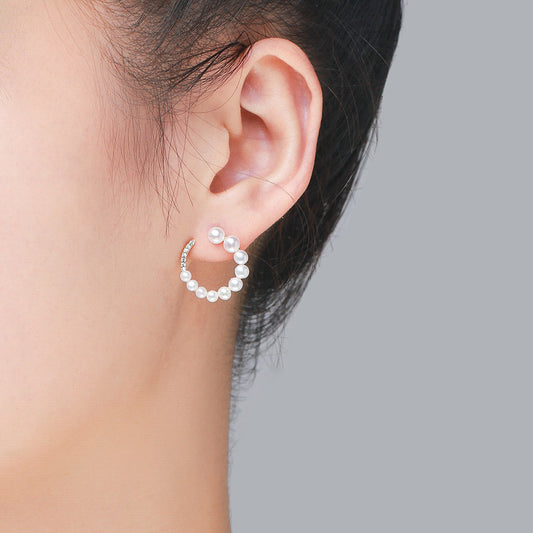 Spiral Circle Pearl Earrings