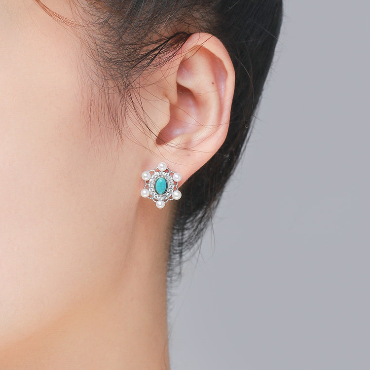 Elegant Turquoise Pearl Earrings