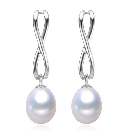 Elegant Infinity Dangling Pearl Earrings