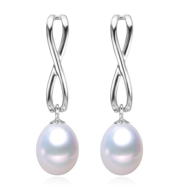 Elegant Infinity Dangling Pearl Earrings