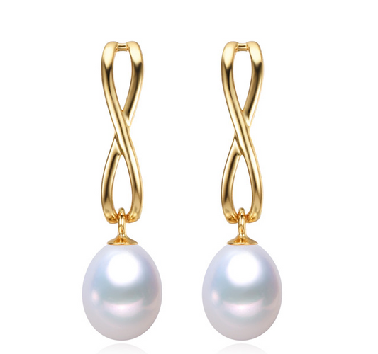Elegant Infinity Dangling Pearl Earrings