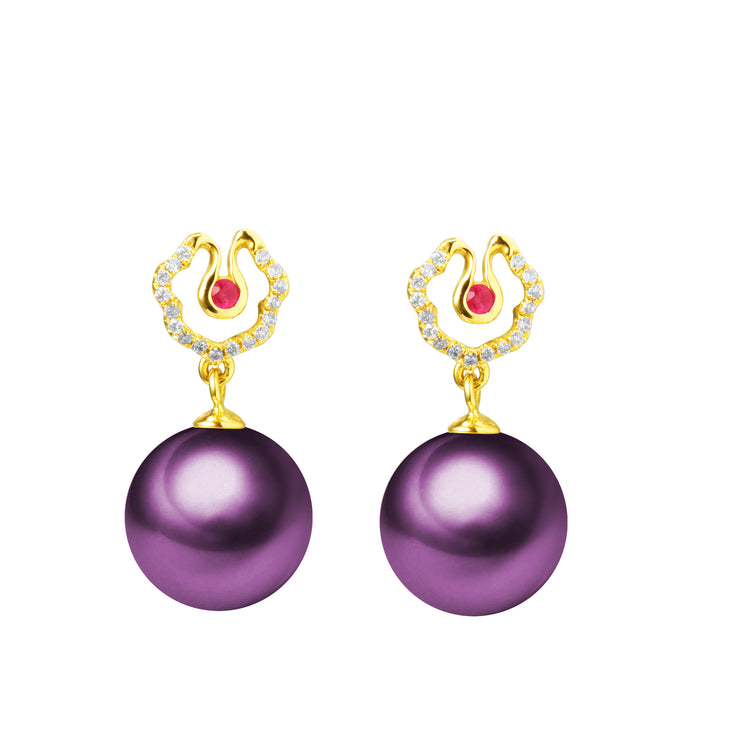 G18k Diamonds Hibiscus Pearl Earrings