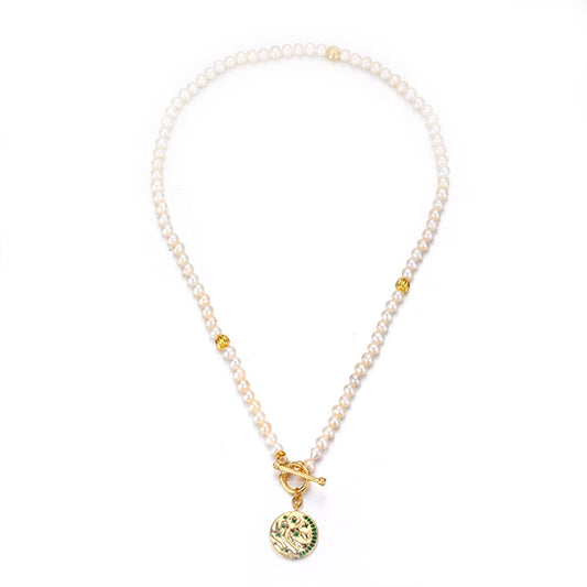 Golden Coin Pearl Necklace