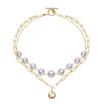 Contemporary Double Layers Pearl Necklace layered nacre pearl necklace with luminous shine