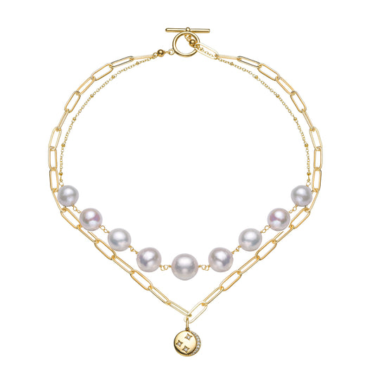 Contemporary Double Layers Pearl Necklace