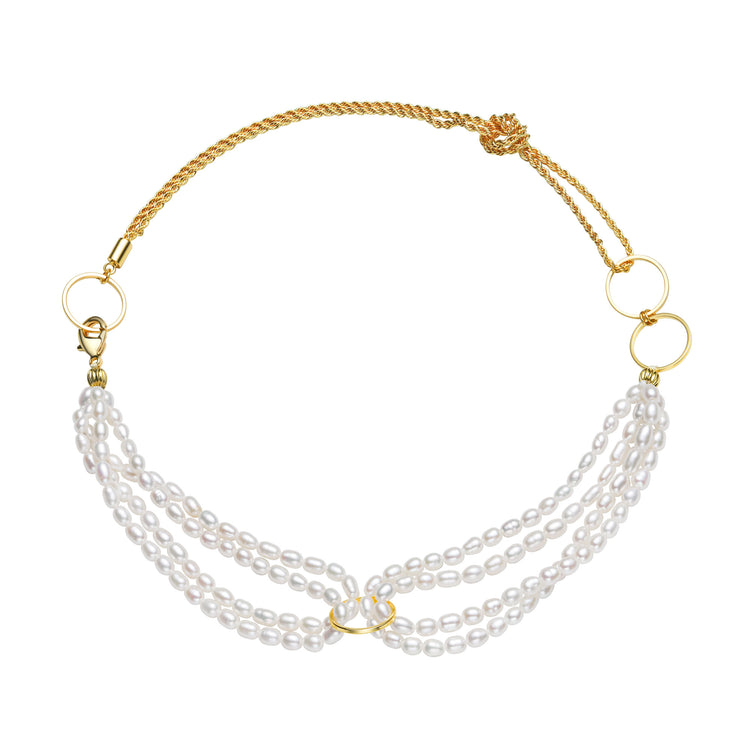 Contemporary Golden Rings Pearl Necklace – Timeless Pearl