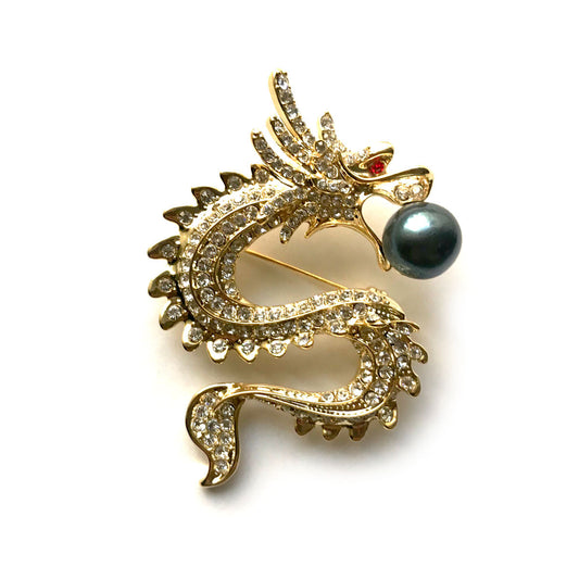 Powerful Dragon Edison Pearl Brooch