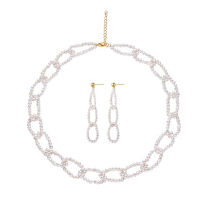 Knitting Patterns Cultured Freshwater Pearl Earrings and Necklace Jewelry Set