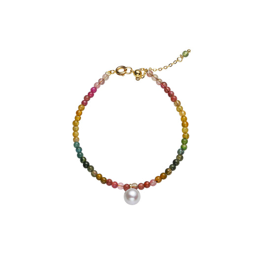 Rainbow Color Tourmaline Pearl Bracelet