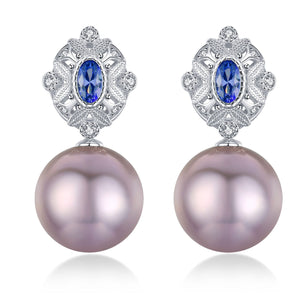 Victorian Mirror Bronze Purple Edison Pearl Earrings