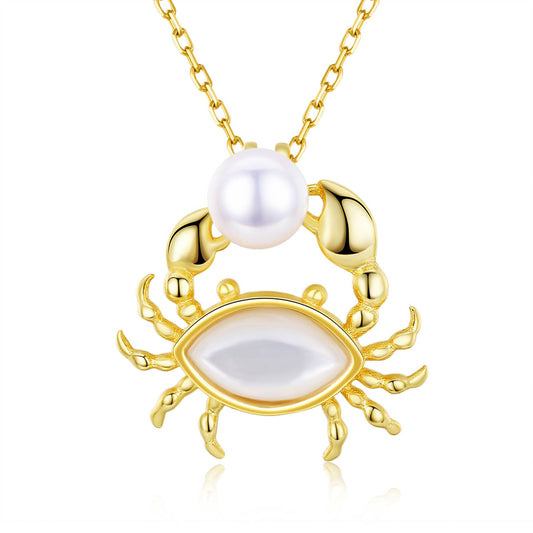 Cancer Golden Crab Pearl Necklace
