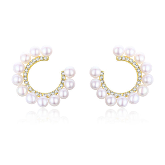 Open Hoop Pearl Earring Studs