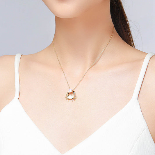 Cancer Golden Crab Pearl Necklace