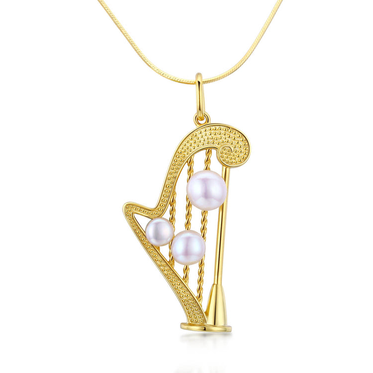 Tiny Harp Pearl Necklace