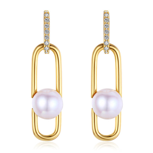 Large Links Pearl Earrings