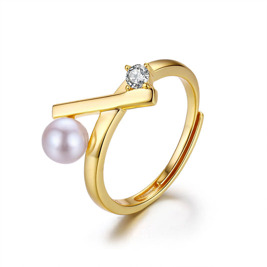 Matchstick Pearl Ring