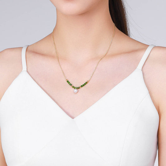 Green Olivine & Pearl Necklace