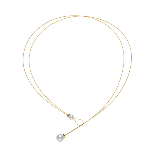 Golden Wires Pearl Necklace