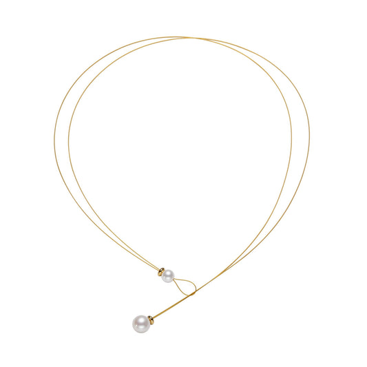 Golden Wires Pearl Necklace