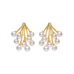 Pearl Amaranth Flower Studs Earrings