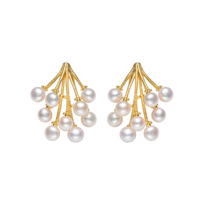 Pearl Amaranth Flower Studs Earrings