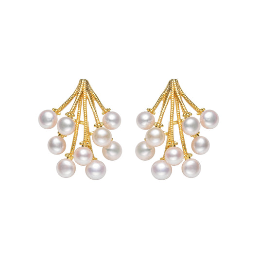 Pearl Amaranth Flower Studs Earrings