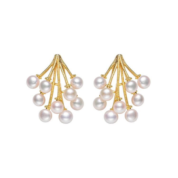 Pearl Amaranth Flower Studs Earrings
