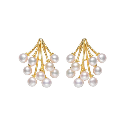 Pearl Amaranth Flower Studs Earrings